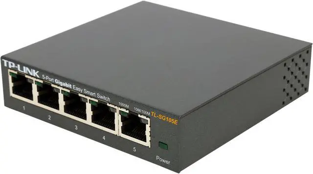 TP-Link 5 Port Gigabit Switch Easy Smart Managed Plug & Play Desktop/Wall-Mount Sturdy Metal w/ Shielded Ports Support QoS Vlan IGMP and Link Aggregation (TL-SG105E)