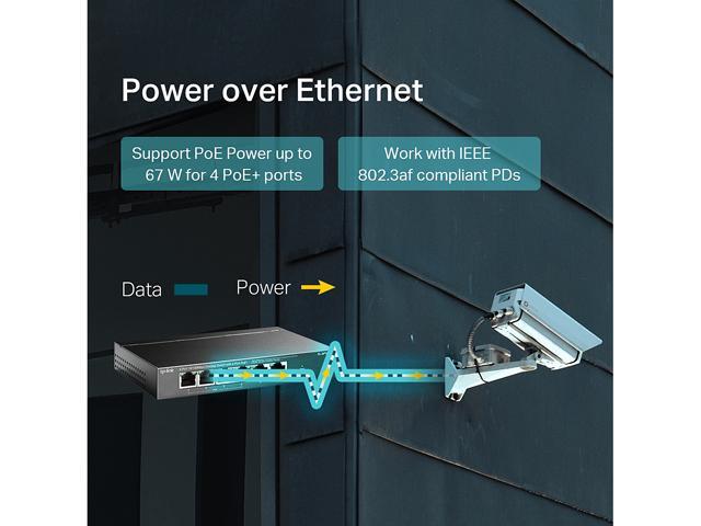 TP-Link 6 Port Fast Ethernet 10/100Mbps PoE Switch 4 PoE+ Ports 67W Plug & Play Sturdy Metal W/Shielded Ports Limited Lifetime Protection Extend Mode Priority Mode (TL-SF1006P)