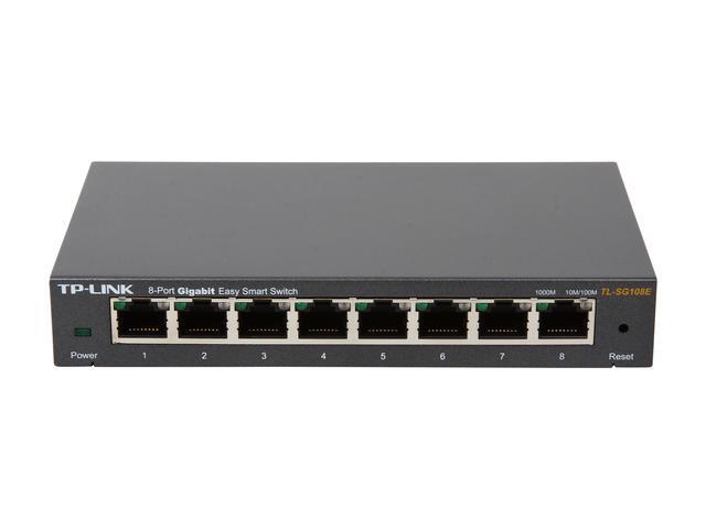 TP-Link 8-Port Gigabit Ethernet Easy Smart Switch Unmanaged Pro Plug And Play Desktop Sturdy Metal W/Shielded Ports Limited Lifetime Replacement (TL-SG108E)