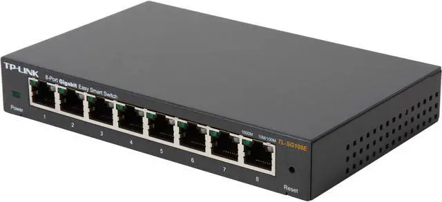 TP-Link 8-Port Gigabit Ethernet Easy Smart Switch Unmanaged Pro Plug and Play Desktop Sturdy Metal w/Shielded Ports Limited Lifetime Replacement (TL-SG108E)