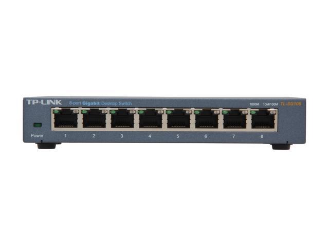 TP-Link 8 Port Gigabit Ethernet Network Switch Ethernet Splitter Sturdy Metal W/ Shielded Ports Plug-and-Play Traffic Optimization Unmanaged (TL-SG108)