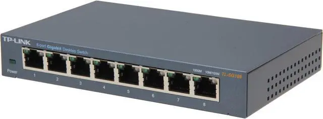 TP-Link 8 Port Gigabit Ethernet Network Switch Ethernet Splitter Sturdy Metal w/ Shielded Ports Plug-and-Play Traffic Optimization Unmanaged (TL-SG108)