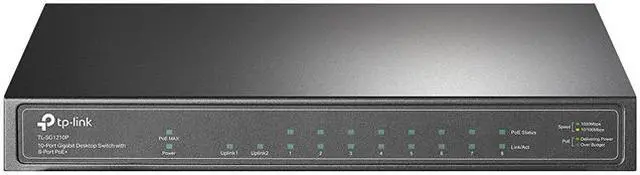 TP-Link 8 Port Gigabit PoE Switch 8 PoE+ Ports 63W w/ 1 Gigabit Port and 1 SFP Slot Desktop Plug & Play Support QoS and IGMP (TL-SG1210P)