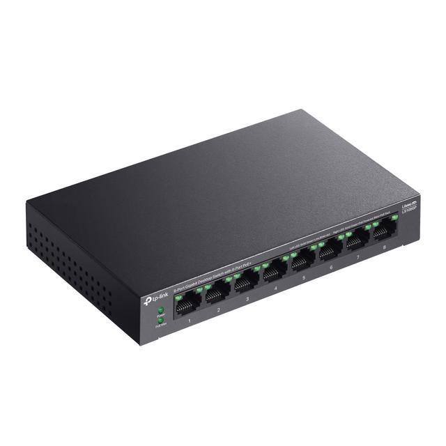 TP-Link LS108GP 8-Port PoE Gigabit Ethernet Switch 8 PoE+ Port 62W Plug & Play Extend Priority & Isolation Mode Desktop/Wall Mount Silent Operation