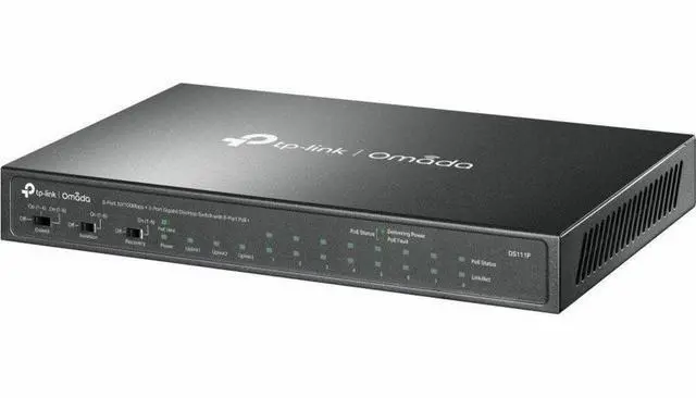 TP-Link Omada 8-Port 10/100Mbps + 3-Port Gigabit Desktop Switch with 8-Port PoE+ DS111P
