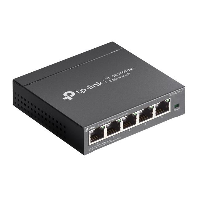TP-Link TL-SG105S-M2 5-Port Multi-Gigabit 2.5G Ethernet Switch Unmanaged Network Switch Ethernet Splitter Plug & Play Desktop/Wall Mount Silent Operation
