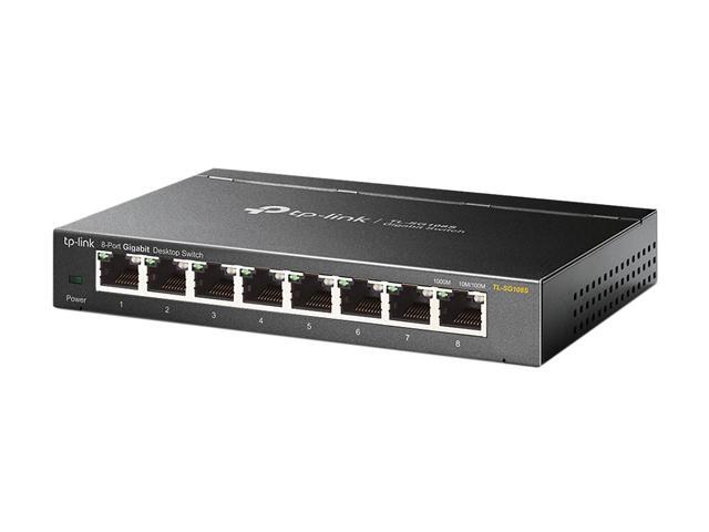 TP-Link TL-SG108S 8 Port Gigabit Ethernet Switch Desktop/Wall-Mount Plug & Play Fanless Sturdy Metal Limited Lifetime Protection 802.1p/DSCP QoS & IGMP Snooping Compact Design