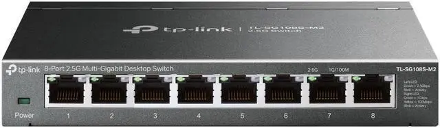 TP-Link TL-SG108S-M2 8-Port Multi-Gigabit 2.5G Ethernet Switch Unmanaged Network Switch Ethernet Splitter Plug & Play Desktop/Wall Mount Silent Operation