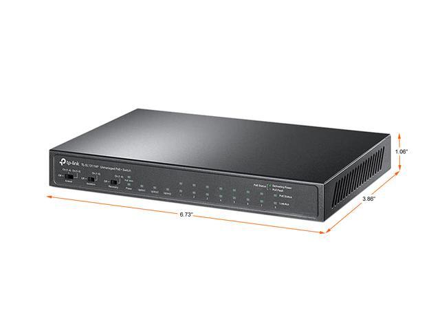 TP-Link TL-SL1311MP 8 Port 10/100Mbps Fast Ethernet PoE Switch 8 PoE+ Ports 124W W/ 2 Uplink Gigabit Ports + 1 SFP Port Limited Lifetime Protection PoE Recovery Extend & Isolation Mode