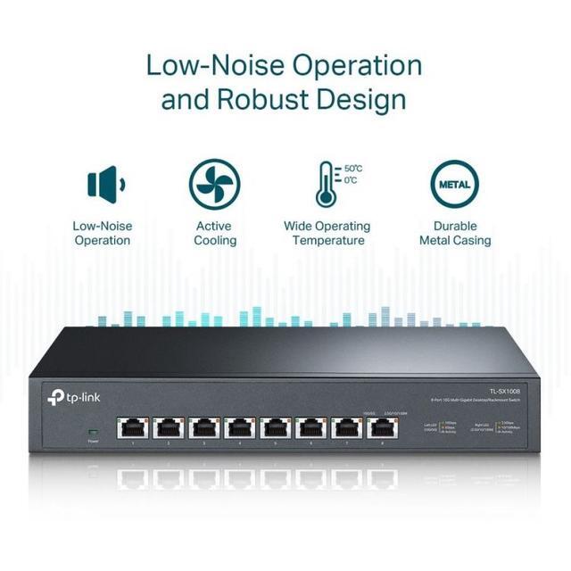 TP-Link TL-SX1008 8 Port 10G/Multi-Gig Unmanaged Ethernet Switch Desktop/Rackmount Plug & Play Sturdy Metal Casing Limited Lifetime Protection Speed Auto-Negotiation