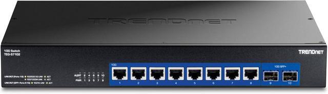 TRENDnet 10-Port 10G Unmanaged Switch TEG-S7102 8 X 10G RJ-45 Ports 2 X 10G SFP+ Ports 200Gbps Switching Capacity Rackmount Design Lifetime Protection Black
