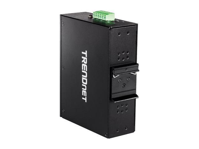TRENDnet 10-Port Industrial Gigabit PoE+ DIN-Rail Switch 8 X Gigabit PoE+ Ports DIN-Rail Mount 2 X SFP Slots 240W PoE Power Budget Network Switch IP30 QoS Black TI-PG102
