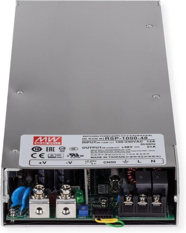 TRENDnet 1000W 48V DC 21A AC To DC Industrial Power Supply With PFC Function TI-RSP100048 Compatible With 4U 19 Rackmount TI-R4U (Sold Separately) Built In DC Fans UL 508 Approved