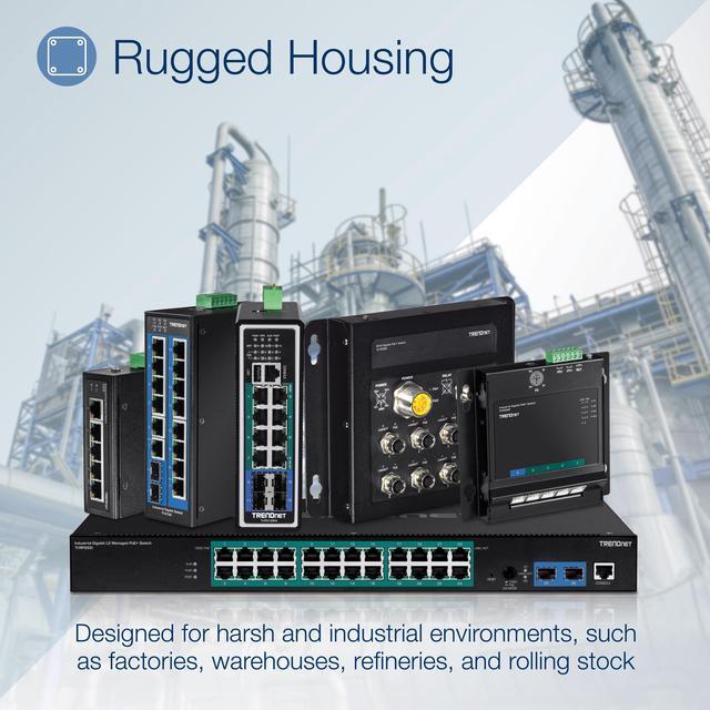 TRENDnet 16-Port Industrial Gigabit L2 Managed DIN-Rail Switch Layer 2 Switch 16 X Gigabit Ports 32Gbps Switching Capacity Extreme Temperature Gigabit Switch Black TI-G160i