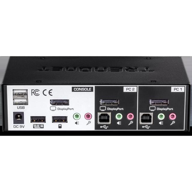 TRENDnet 2-Port DisplayPort KVM Switch DisplayPort 1.2 KVM Connect And Control Two Computers Supports 4K UHD Resolution 3840 X 2160 At 60Hz 2-Port USB 2.0 Hub Black TK-241DP