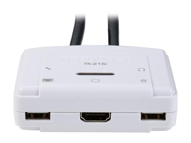 TRENDnet 2-Port HDMI KVM Switch Control 2 Computers With One Set Of Console Controls Full HD 1080P HDMI And 3.5 Mm Analog Audio Monitor Switch Windows And Mac KVM Switch Software White TK-215I