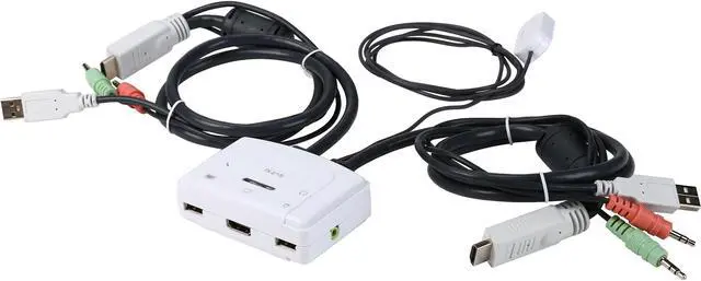 TRENDnet 2-Port HDMI KVM Switch Control 2 Computers With One Set Of Console Controls Full HD 1080P HDMI And 3.5 mm Analog Audio Monitor Switch Windows And Mac KVM Switch Software White TK-215I