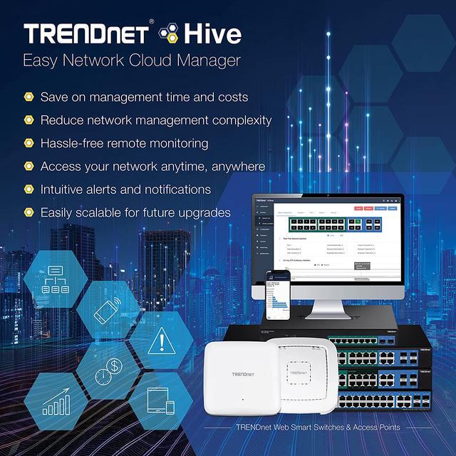 TRENDnet 20-Port Gigabit PoE+ Web Smart PoE+ Switch 16 X Gigabit PoE+ Ports 4 X Shared Gigabit Ports Up To 30W Per Port 185W Total Power Budget Rack Mountable Black TPE-1620WS