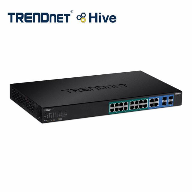 TRENDnet 20-Port Gigabit Web Smart 370W PoE+ Switch TPE-1620WSF 16 Gigabit PoE+ Ports 4 Shared Gigabit Ports(RJ-45 Or SFP) 370W PoE Budget Managed PoE+ Ethernet Network Switch Lifetime Protection