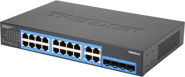 TRENDnet 20-Port Gigabit Web Smart Switch; 16 x Gigabit Ports; 4 x shared Gigabit Ports (RJ-45/SFP); VLAN; QoS; LACP; IPv6 Support; 40 Gbps Switching Capacity; Lifetime Protection; TEG-204WS
