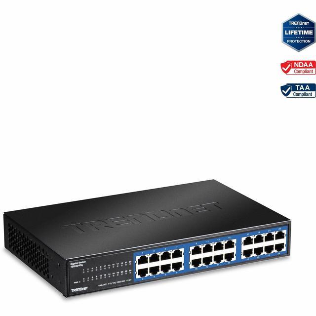 TRENDnet 24-Port Unmanaged Gigabit GREENnet Desktop Switch Ethernet Network Switch 24 X 10-100-1000 Gigabit Ethernet RJ-45 Ports 48Gbps Switching Capacity Lifetime Protection Black TEG-S24DG
