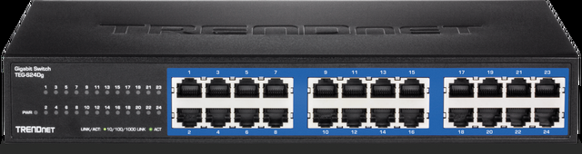 TRENDnet 24-Port Unmanaged Gigabit GREENnet Desktop Switch Ethernet Network Switch 24 X 10-100-1000 Gigabit Ethernet RJ-45 Ports 48Gbps Switching Capacity Lifetime Protection Black TEG-S24DG