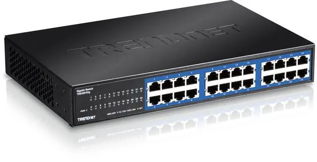 TRENDnet 24-Port Unmanaged Gigabit GREENnet Desktop Switch Ethernet Network Switch 24 x 10-100-1000 Gigabit Ethernet RJ-45 Ports 48Gbps Switching Capacity Lifetime Protection Black TEG-S24DG