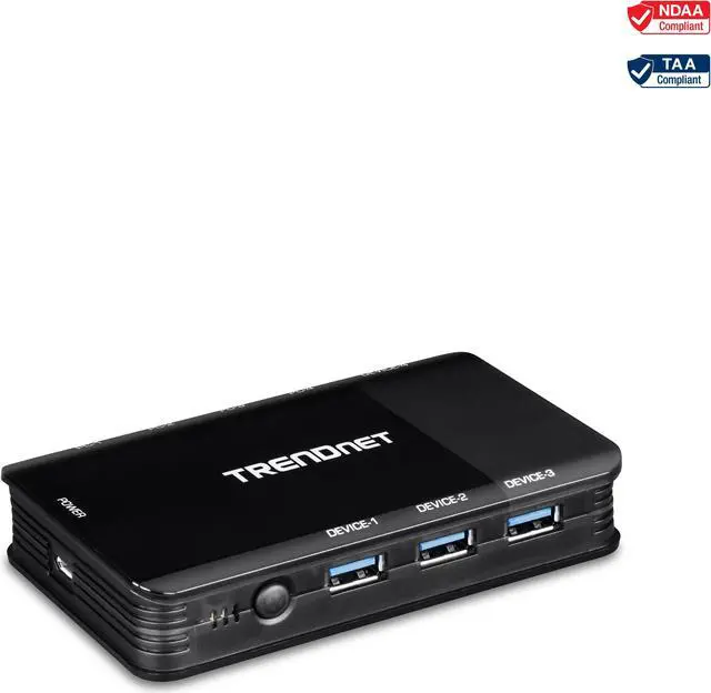 TRENDnet 4 Computer 4-Port USB 3.1 Sharing Switch TK-U404 4 x USB 3.1 for Computers 4 x USB 3.1 for Devices Flash Drive Sharing Scanners Printers Mouse Keyboard Windows & Mac Compatible