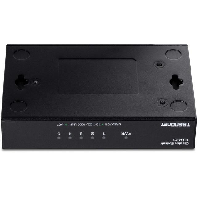 TRENDnet 5-Port Gigabit Desktop Switch TEG-S51 5 X Gigabit RJ-45 Ports 10Gbps Switching Capacity Fanless Design Metal Enclosure Lifetime Protection Black