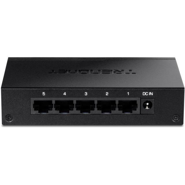TRENDnet 5-Port Gigabit Desktop Switch TEG-S51 5 X Gigabit RJ-45 Ports 10Gbps Switching Capacity Fanless Design Metal Enclosure Lifetime Protection Black