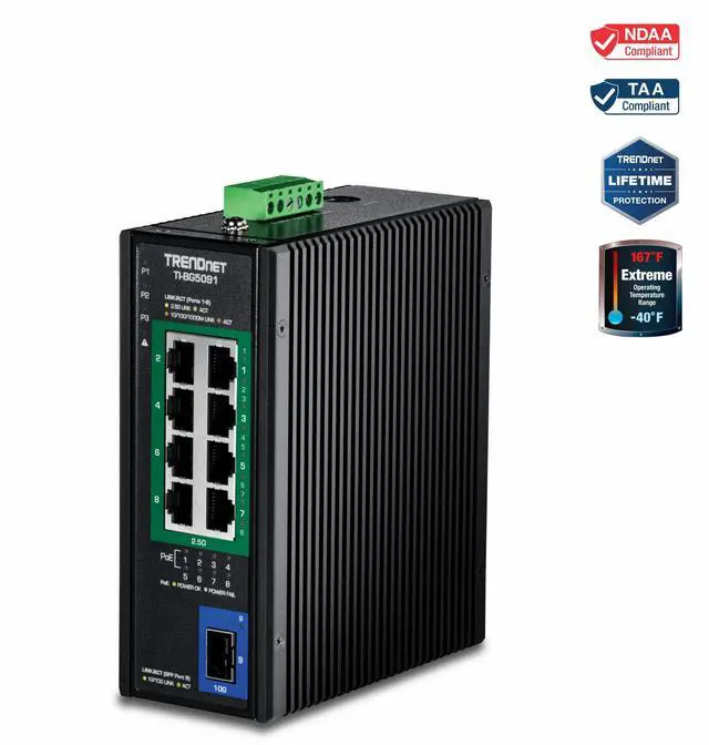 TRENDnet 5-Port Gigabit PoE++ Powered Managed Switch with PoE Passthrough TPE-B541 1 x Gigabit PoE++ Input 4 x Gigabit PoE+ Output 60W PoE Budget NDAA TAA Compliant Lifetime Protection