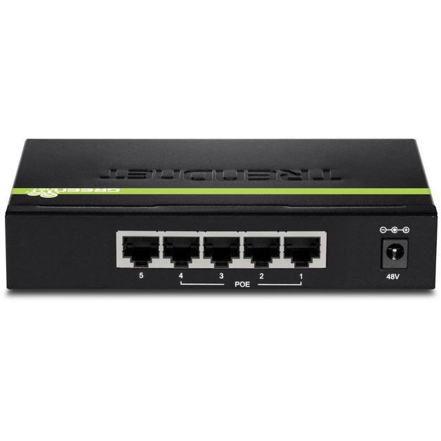 TRENDnet 5-Port Gigabit PoE+ Switch 31 W PoE Budget 10 Gbps Switching Capacity Data & Power Through Ethernet To PoE Access Points And IP Cameras Full & Half Duplex Black TPE-TG50G