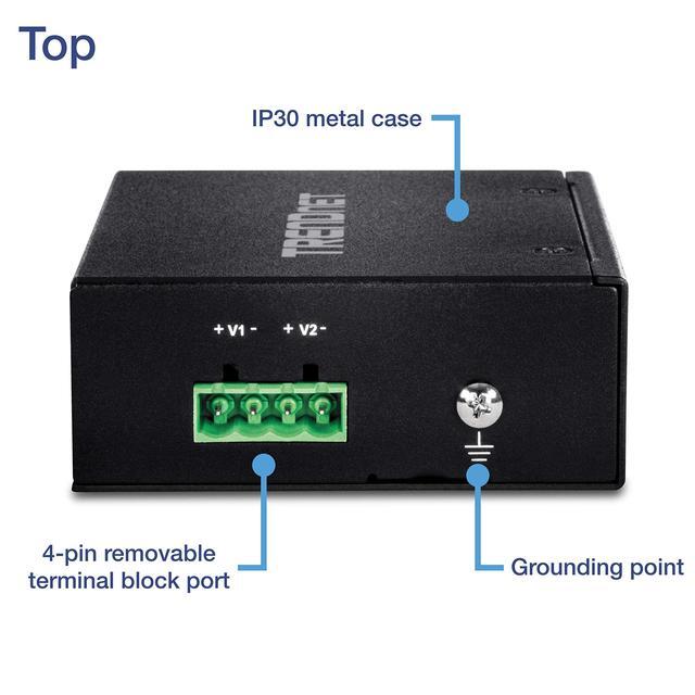 TRENDnet 5-Port Industrial Fast Ethernet DIN-Rail Switch TI-E50 5 X Fast Ethernet Ports IP50 Rated Extreme Temperature Operating Range 1Gbps Switching Capacity Lifetime Protection