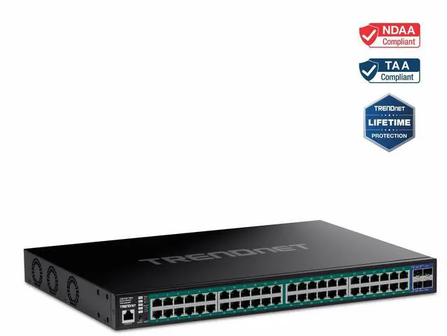 TRENDnet 52-Port Gigabit Web Smart PoE+ Switch with 10G SFP+ Ports TPE-3524SF