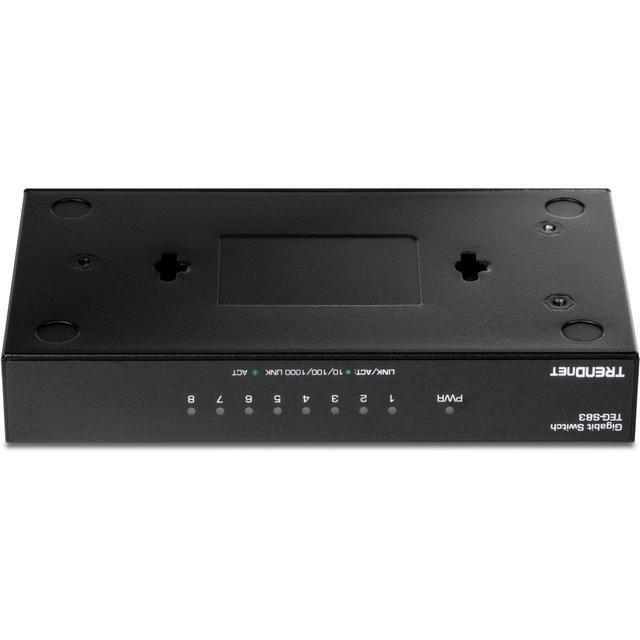 TRENDnet 8-Port Gigabit Desktop Switch TEG-S83 8 X Gigabit RJ-45 Ports 16Gbps Switching Capacity Fanless Design Metal Enclosure Lifetime Protection Black