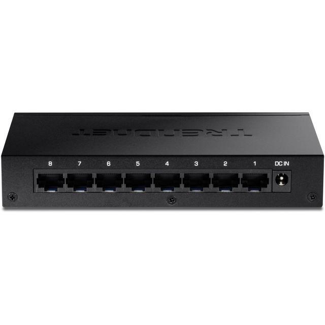 TRENDnet 8-Port Gigabit Desktop Switch TEG-S83 8 X Gigabit RJ-45 Ports 16Gbps Switching Capacity Fanless Design Metal Enclosure Lifetime Protection Black