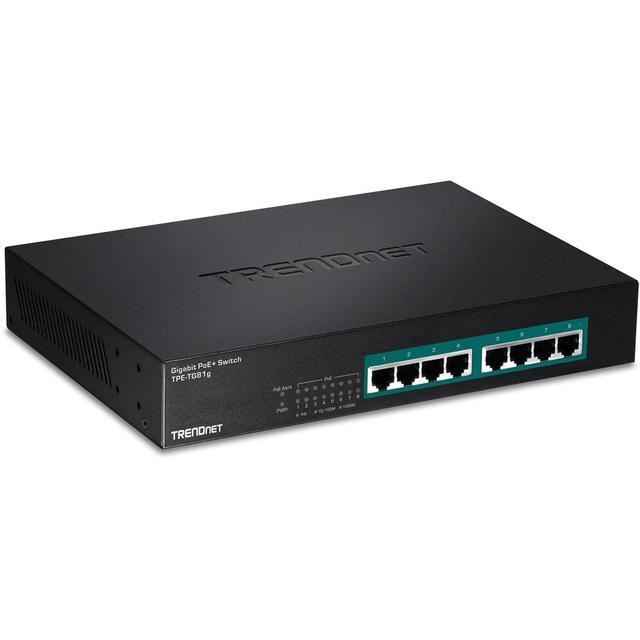 TRENDnet 8-Port Gigabit GREENnet PoE+ Switch TPE-TG81g 8 X Gigabit PoE+ Ports Rack Mountable Up To 30 W Per Port With 110 W Total Power Budget Ethernet Network Switch Metal Lifetime Protection