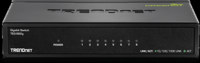 TRENDnet 8-Port Gigabit GREENnet Switch Ethernet Network Switch 8 X 10-100-1000 Mbps Gigabit Ethernet Ports 16 Gbps Switching Capacity Metal Lifetime Protection Black TEG-S82G