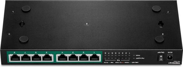 TRENDnet 8-Port Gigabit PoE+ Switch 65W PoE Power Budget 16Gbps Switching Capacity IEEE 802.1p QoS DSCP Pass-Through Support Fanless Wall Mountable Lifetime Protection Black TPE-TG83