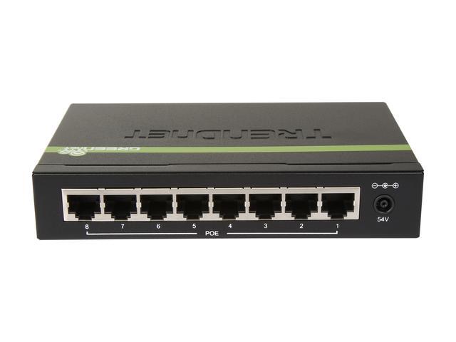 TRENDnet 8-Port GREENnet Gigabit PoE+ Switch Supports PoE And PoE+ Devices 61W PoE Budget 16Gbps Switching Capacity Data & Power Via Ethernet To PoE Access Points & IP Cameras Black TPE-TG82G