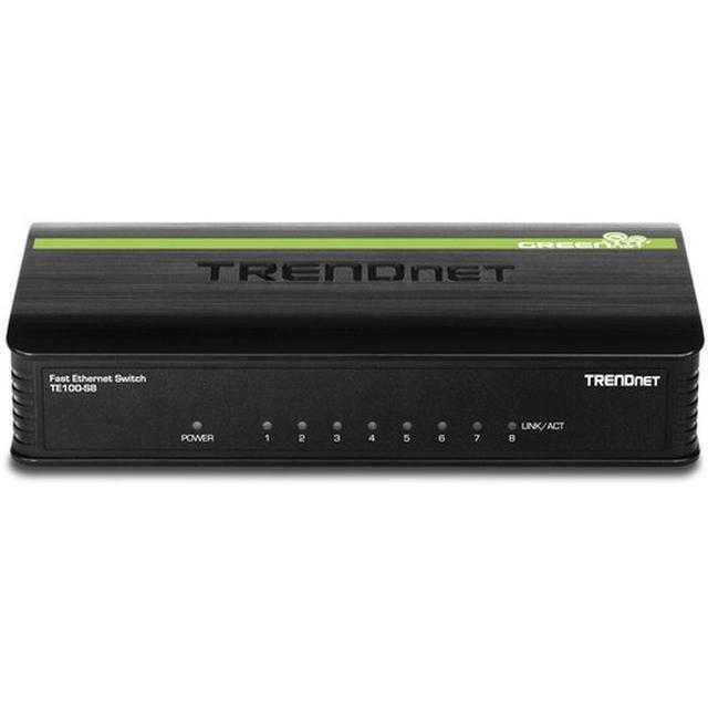 TRENDnet 8-Port Unmanaged 10/100 Mbps GREENnet Ethernet Desktop Switch TE100-S8 8 X 10/100 Mbps Ethernet Ports 1.6 Gbps Switching Capacity Plastic Housing Network Ethernet Switch Plug & Play
