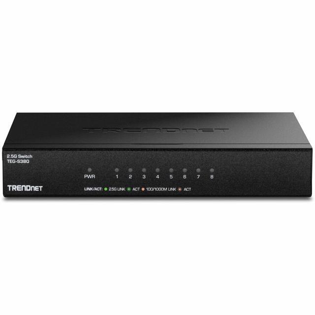 TRENDnet 8-Port Unmanaged 2.5G Switch 8 X 2.5GBASE-T Ports 40Gbps Switching Capacity Backwards Compatible With 10-100-1000Mbps Devices Fanless Wall Mountable Black TEG-S380
