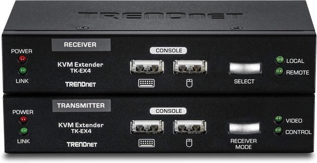 TRENDnet KVM Extension Kit Extend Keyboard/Video/Mouse Controls Up To 100 Meters (328 Ft.) Hot-Keys Transmitter Receiver PS/2 VGA TK-EX4