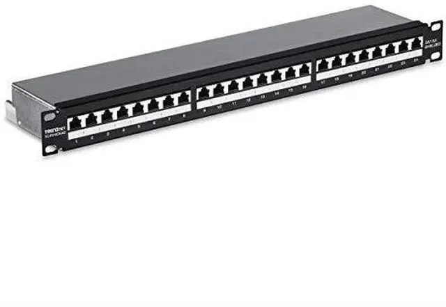 TRENDnet TC-P24C6AS 24-port Cat6A Shielded 1U Patch Panel 1000BASE-T / 10GBASE-T Support compatible with cat5e cat6 cat6a 110 or Krone type