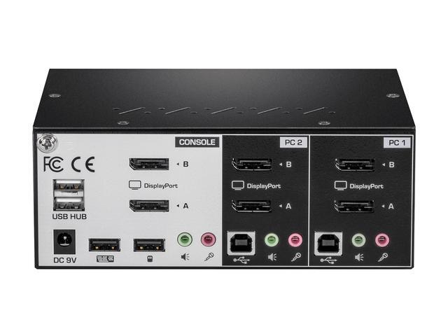 TRENDnet TK-240DP 2-Port Dual Monitor DisplayPort KVM Switch With Audio 2-Port USB 2.0 Hub 4K UHD Resolutions Up To 3840 X 2160 Connect Two DisplayPort Monitors Dual Monitor KVM Switch Black