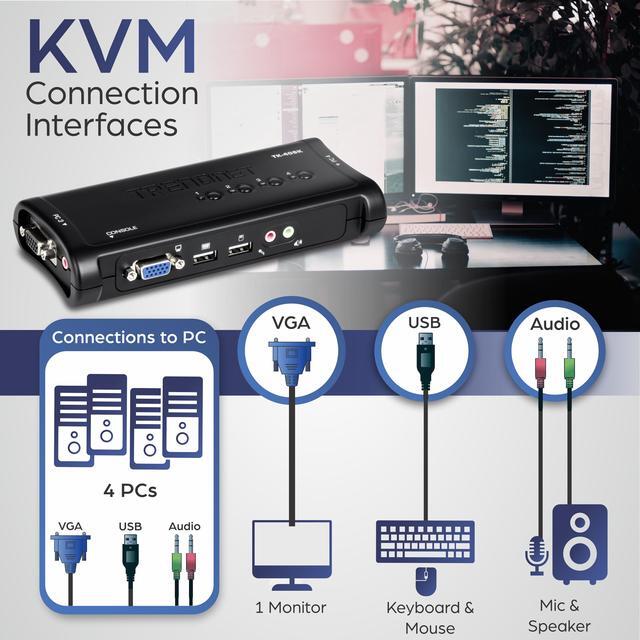 TRENDnet TK-409K 4-port USB KVM Switch Kit W/Audio (Include 4 X KVM Cables)
