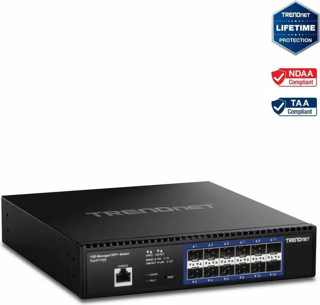 TRENDnet TL2-F7120 12-Port 10G Layer 2 Managed SFP+ Switch