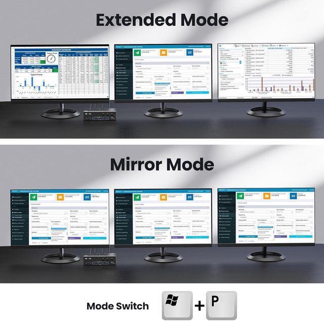 Triple Monitor KVM Switch For 3 Computers HDMI 8K 60Hz/4K 120Hz DP 8K 30Hz/4K 144Hz 1 HDMI & 2 DisplayPorts KVM Switches 3 PC 3 Monitors With 4 USB 3.0 Ports - Wired Remote & 3 USB Cables Included