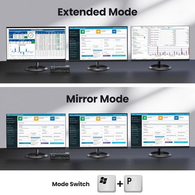 Triple Monitor KVM Switch For 3 Computers HDMI 8K 60Hz/4K 120Hz DP 8K 30Hz/4K 144Hz 1 HDMI & 2 DisplayPorts KVM Switches 3 PC 3 Monitors With 4 USB 3.0 Ports - Wired Remote & 3 USB Cables Included