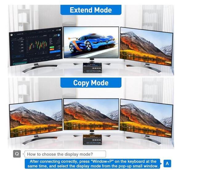 Triple Monitors KVM Switch HDMI 2 Displayport USB 3.0 KVM Switch 8K 60Hz 4K 144Hz 3 Monitors 2 Computers KVM With 4 USB 3.0 Ports Included KVM Cables HD-MI 8K 60Hz/4K 60Hz DP 8K 30Hz/4K 144Hz